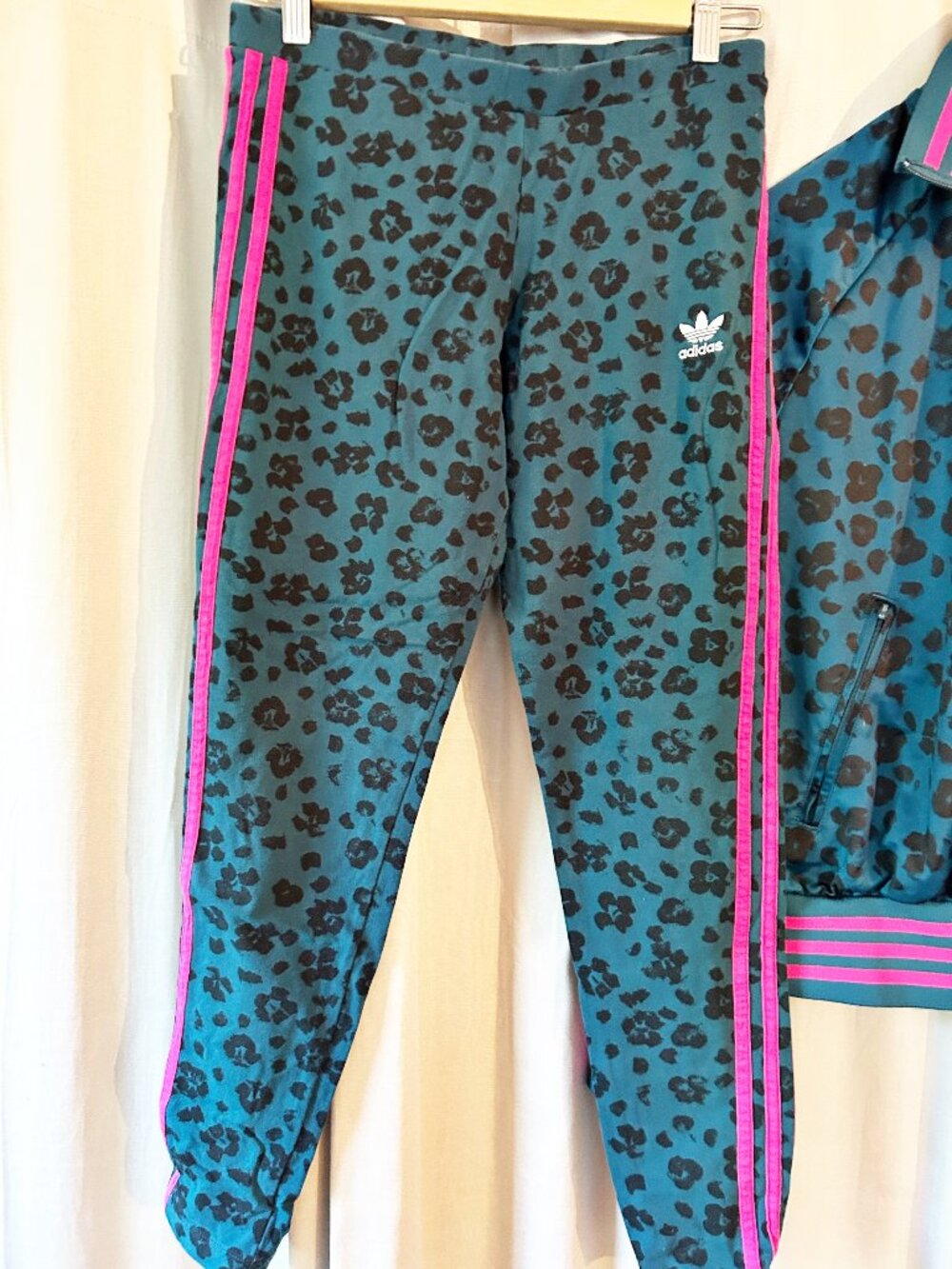 adidas Track Set, Teal and Black leopard with pink trim - Picture 12 of 14